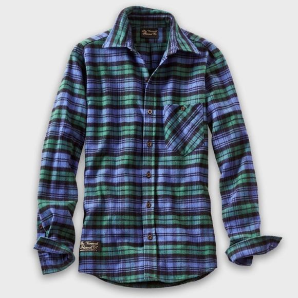 Vermont Flannel Company blue and green plaid flannel button down XS - Picture 1 of 8